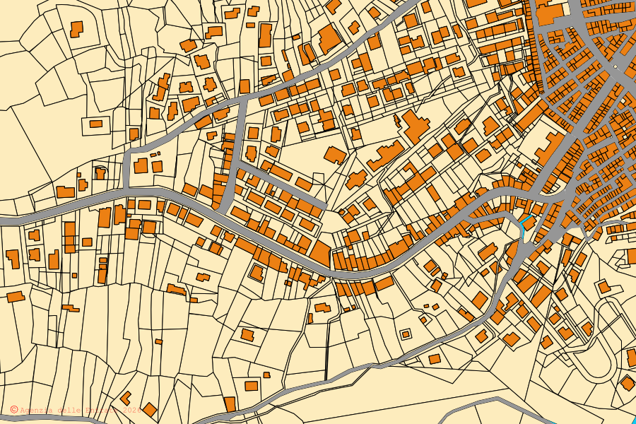 Mappa catastale del centro di San Michele di Ganzaria: particelle e fabbricati, cartografia Agenzia delle Entrate