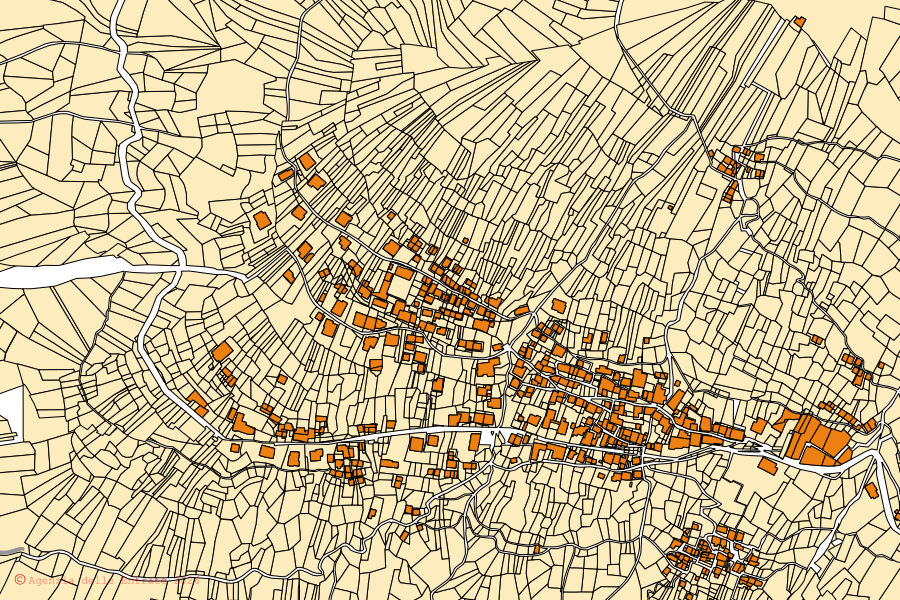 Mappa catastale del centro di San Nazzaro Val Cavargna: particelle e fabbricati, cartografia Agenzia delle Entrate
