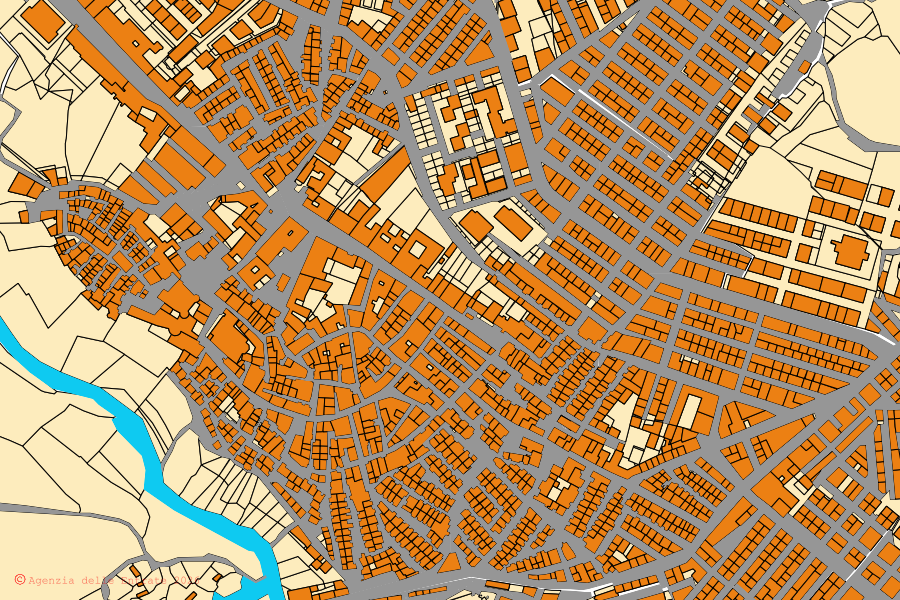 Mappa catastale del centro di San Nicandro Garganico: particelle e fabbricati, cartografia Agenzia delle Entrate