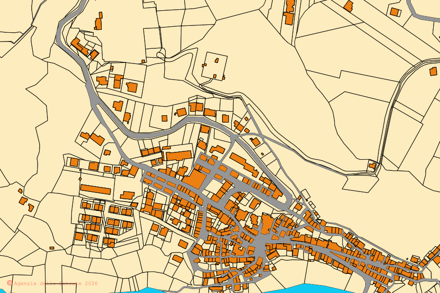 Mappa catastale del centro di San Nicola Baronia: particelle e fabbricati, cartografia Agenzia delle Entrate