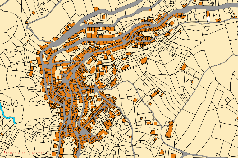 Mappa catastale del centro di San Nicola da Crissa: particelle e fabbricati, cartografia Agenzia delle Entrate