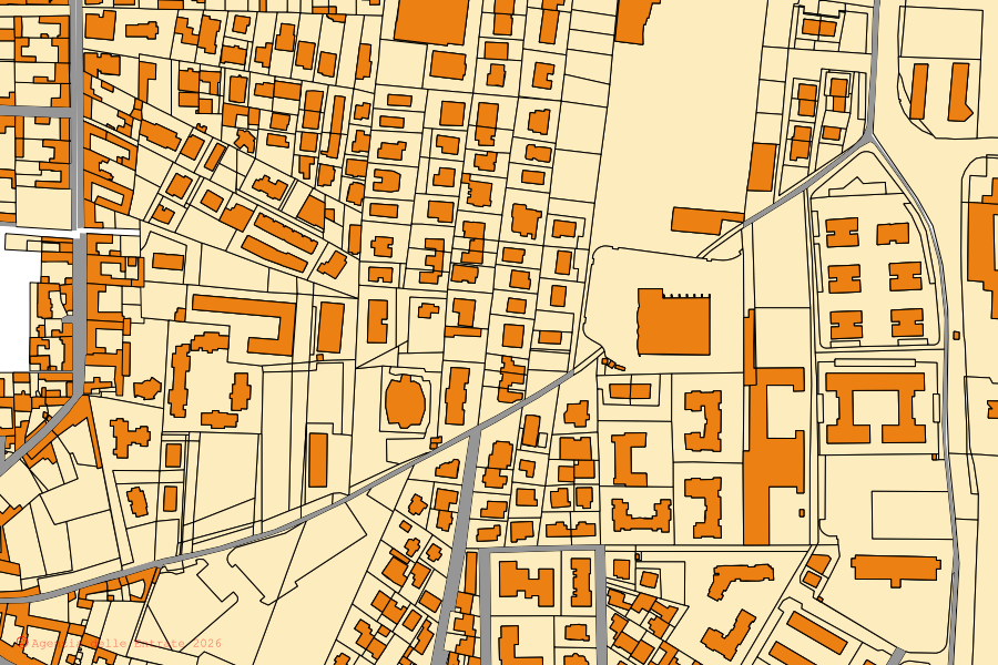 Mappa catastale del centro di San Nicola la Strada: particelle e fabbricati, cartografia Agenzia delle Entrate