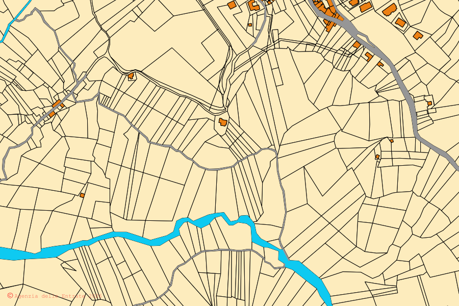 Mappa catastale del centro di San Nicola Manfredi: particelle e fabbricati, cartografia Agenzia delle Entrate
