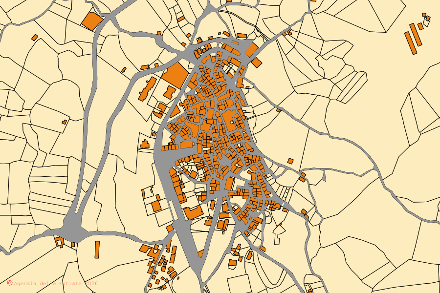 Mappa catastale del centro di San Paolo Albanese: particelle e fabbricati, cartografia Agenzia delle Entrate