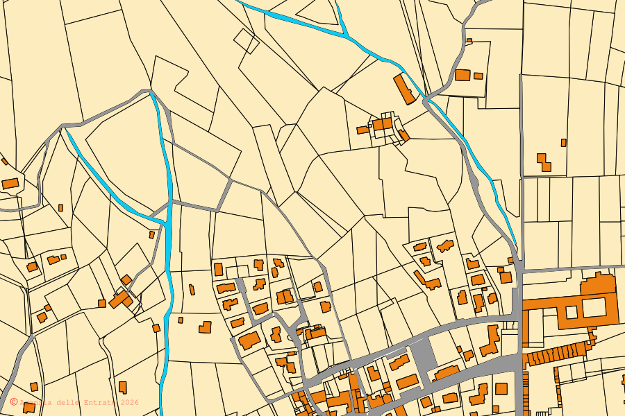 Mappa catastale del centro di San Paolo d'Argon: particelle e fabbricati, cartografia Agenzia delle Entrate