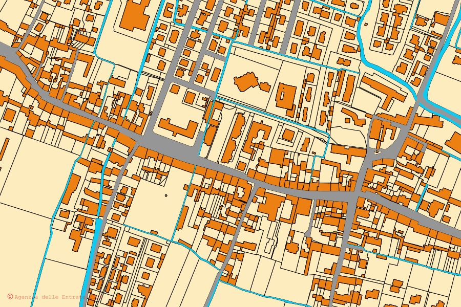 Mappa catastale del centro di San Paolo: particelle e fabbricati, cartografia Agenzia delle Entrate