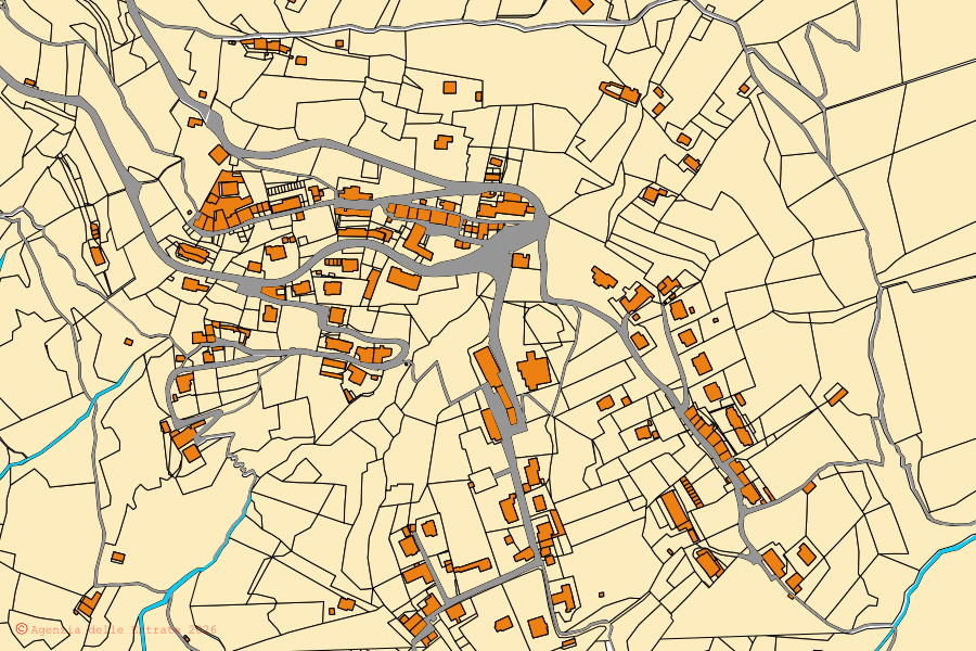 Mappa catastale del centro di San Pellegrino Terme: particelle e fabbricati, cartografia Agenzia delle Entrate