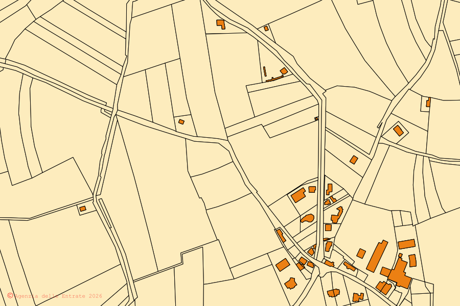 Mappa catastale del centro di San Pier d'Isonzo: particelle e fabbricati, cartografia Agenzia delle Entrate