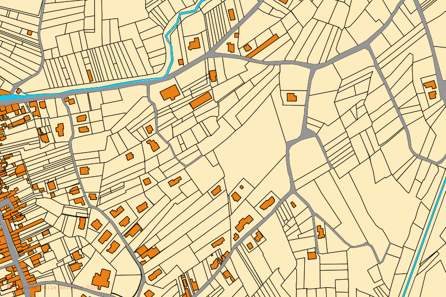 Mappa catastale del centro di San Pietro al Tanagro: particelle e fabbricati, cartografia Agenzia delle Entrate