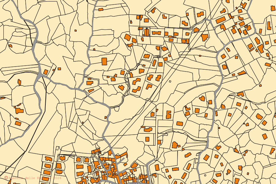 Mappa catastale del centro di San Pietro Clarenza: particelle e fabbricati, cartografia Agenzia delle Entrate