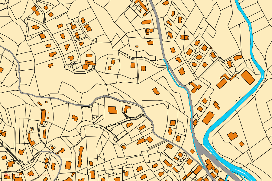 Mappa catastale del centro di San Pietro Val Lemina: particelle e fabbricati, cartografia Agenzia delle Entrate
