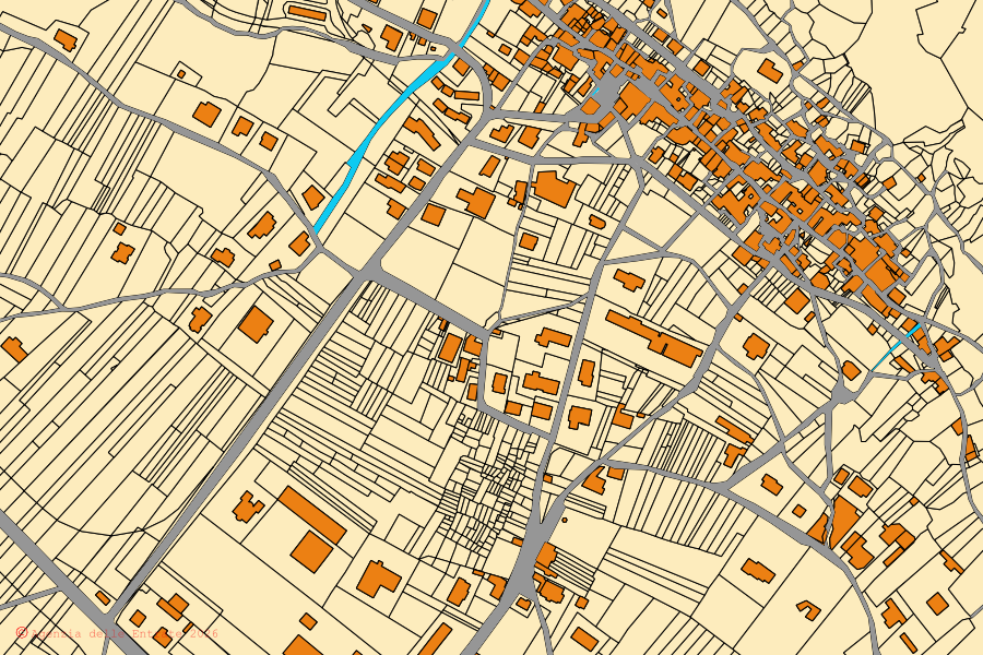 Mappa catastale del centro di San Pio delle Camere: particelle e fabbricati, cartografia Agenzia delle Entrate