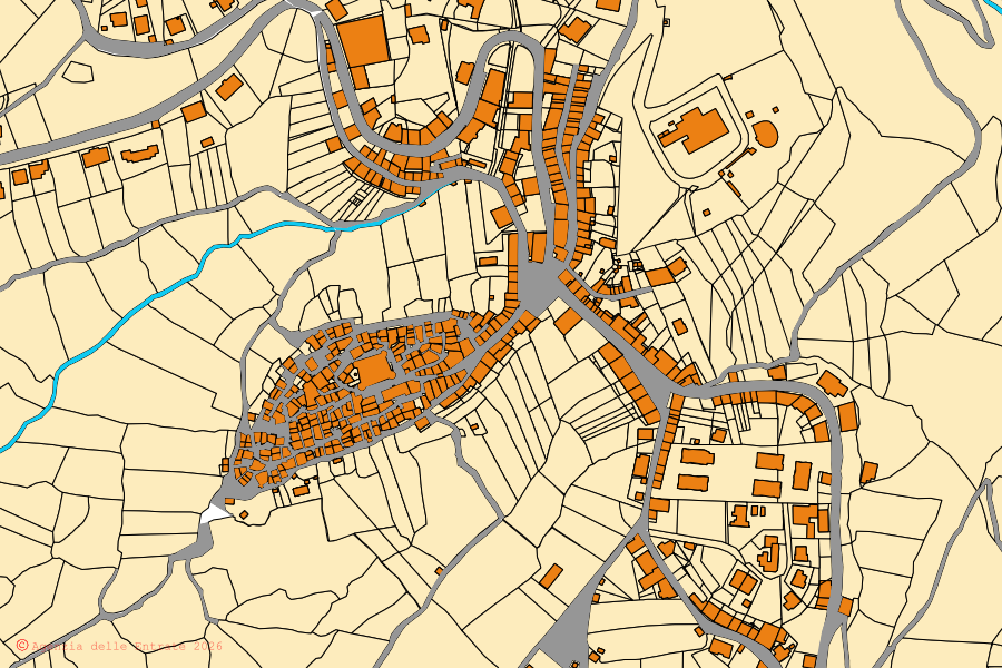 Mappa catastale del centro di San Polo dei Cavalieri: particelle e fabbricati, cartografia Agenzia delle Entrate
