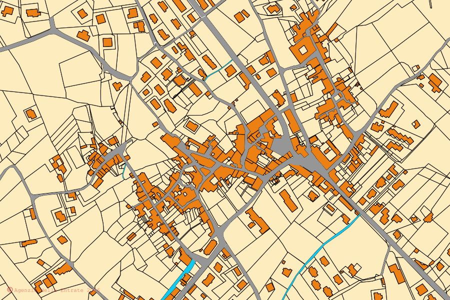Mappa catastale del centro di San Potito Sannitico: particelle e fabbricati, cartografia Agenzia delle Entrate