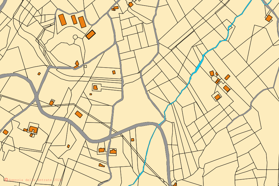 Mappa catastale del centro di San Potito Ultra: particelle e fabbricati, cartografia Agenzia delle Entrate