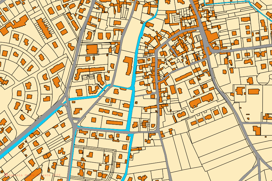 Mappa catastale del centro di San Quirino: particelle e fabbricati, cartografia Agenzia delle Entrate