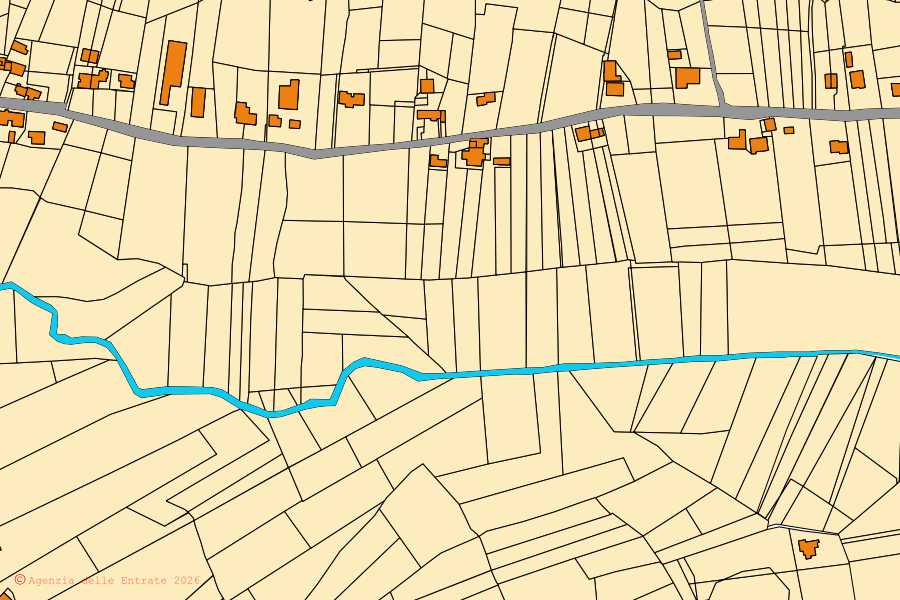 Mappa catastale del centro di San Rufo: particelle e fabbricati, cartografia Agenzia delle Entrate