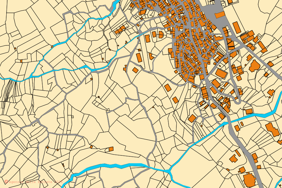 Mappa catastale del centro di San Severino Lucano: particelle e fabbricati, cartografia Agenzia delle Entrate