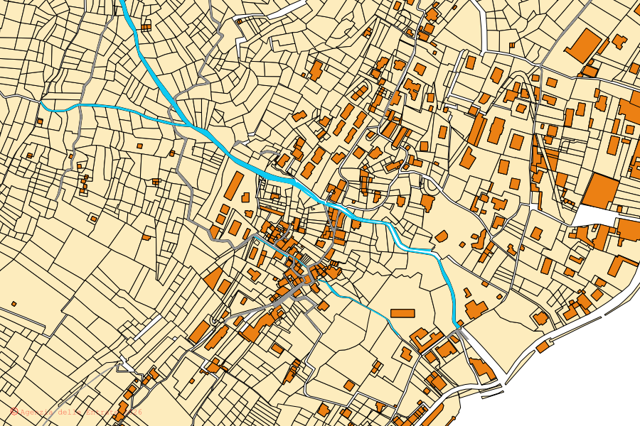 Mappa catastale del centro di San Siro: particelle e fabbricati, cartografia Agenzia delle Entrate