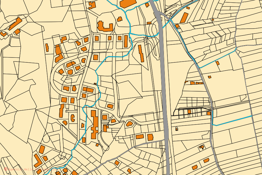 Mappa catastale del centro di San Sostene: particelle e fabbricati, cartografia Agenzia delle Entrate