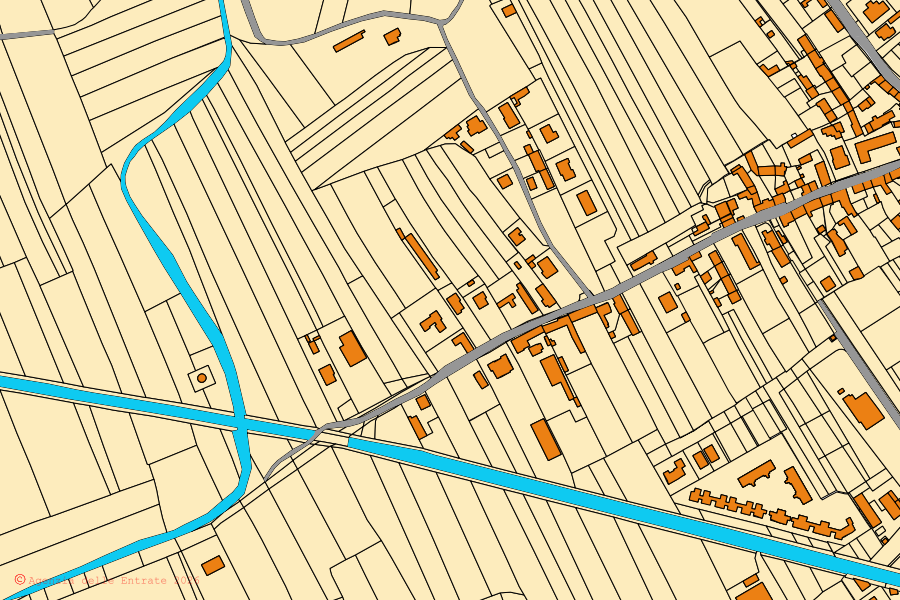 Mappa catastale del centro di San Vito di Fagagna: particelle e fabbricati, cartografia Agenzia delle Entrate