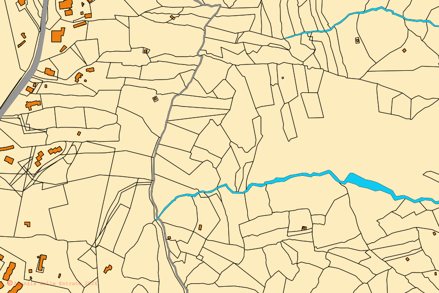 Mappa catastale del centro di San Vito Romano: particelle e fabbricati, cartografia Agenzia delle Entrate