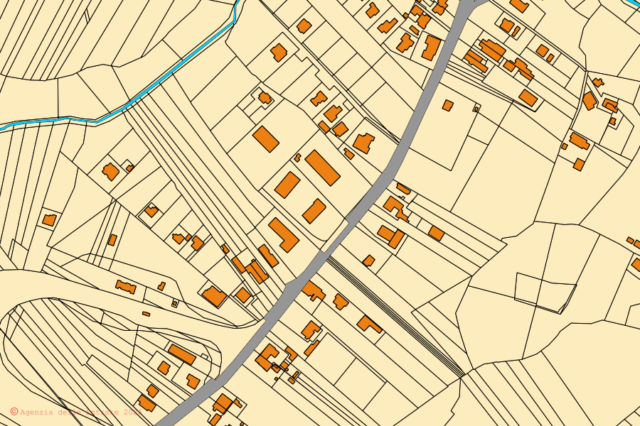 Mappa catastale del centro di San Vittore del Lazio: particelle e fabbricati, cartografia Agenzia delle Entrate
