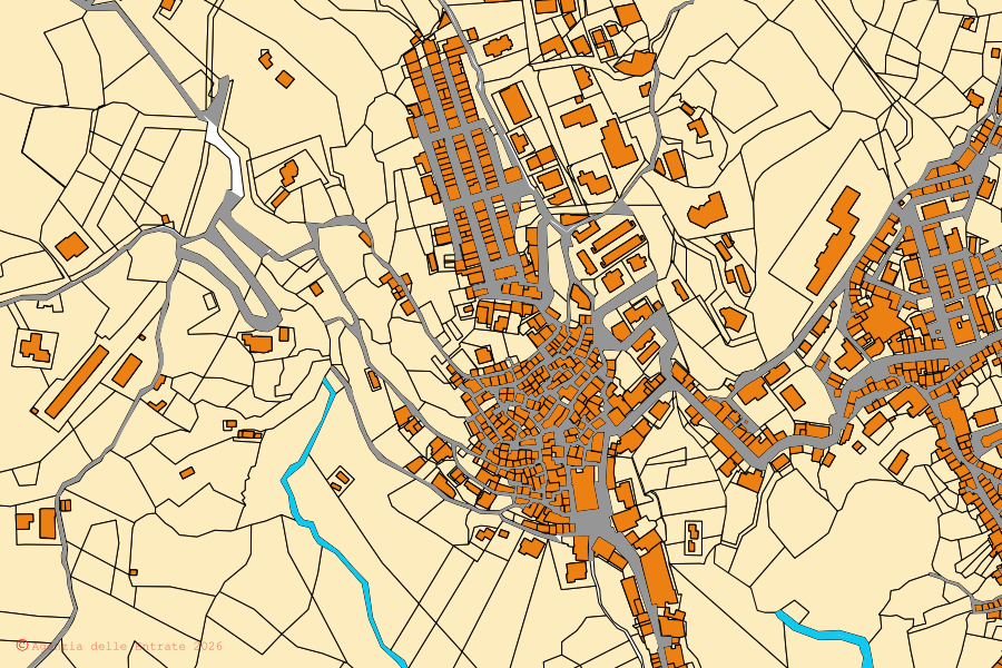 Mappa catastale del centro di Sant'Agata del Bianco: particelle e fabbricati, cartografia Agenzia delle Entrate