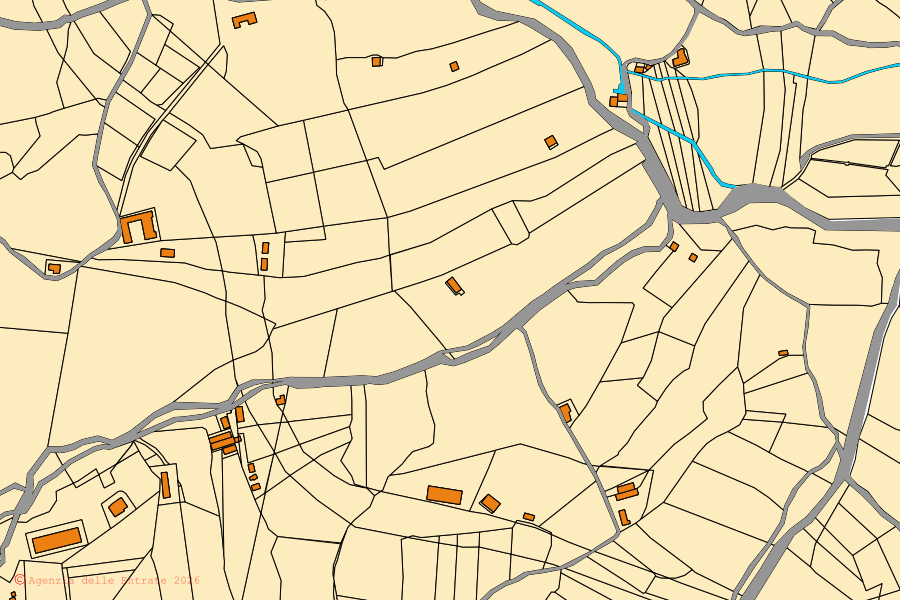 Mappa catastale del centro di Sant'Agata di Esaro: particelle e fabbricati, cartografia Agenzia delle Entrate