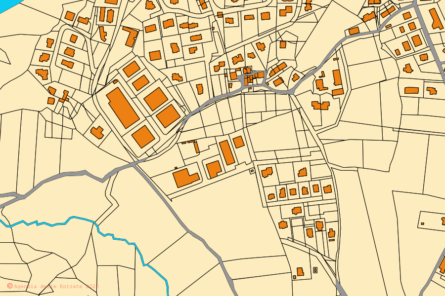 Mappa catastale del centro di Sant'Agata Feltria: particelle e fabbricati, cartografia Agenzia delle Entrate