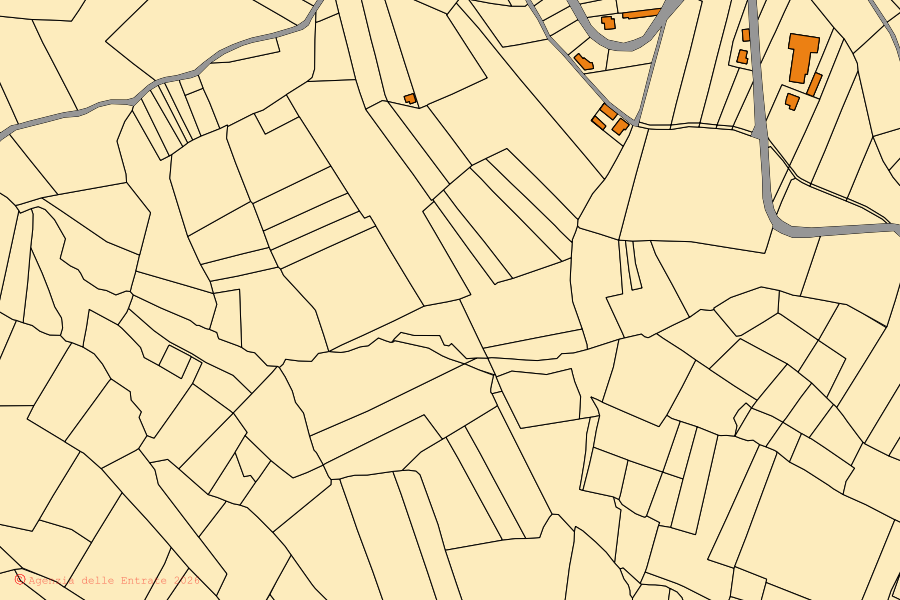 Mappa catastale del centro di Sant'Agata Fossili: particelle e fabbricati, cartografia Agenzia delle Entrate