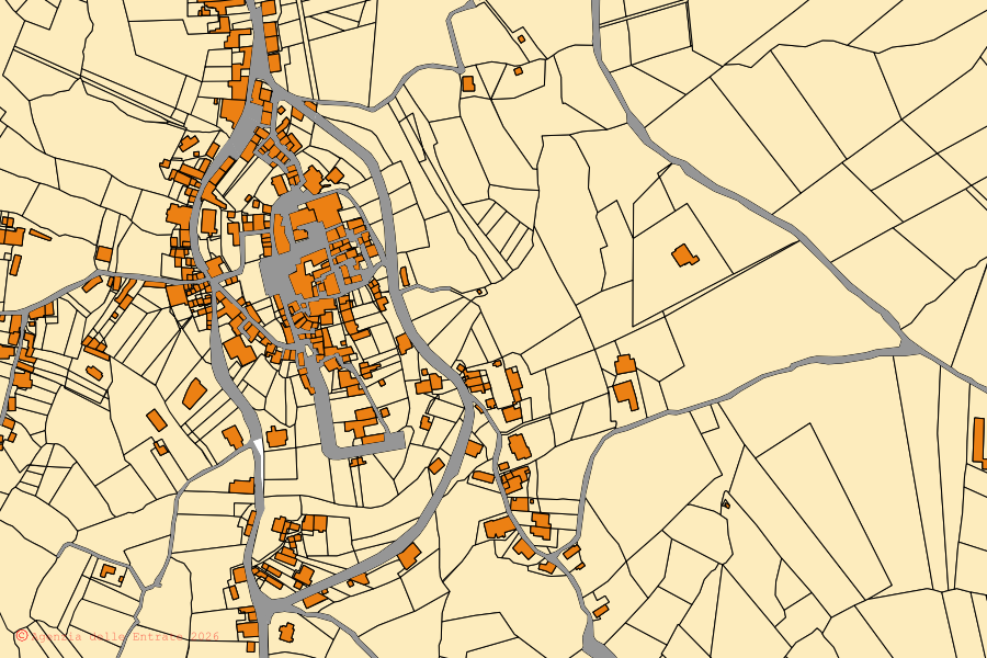 Mappa catastale del centro di Sant'Ambrogio sul Garigliano: particelle e fabbricati, cartografia Agenzia delle Entrate