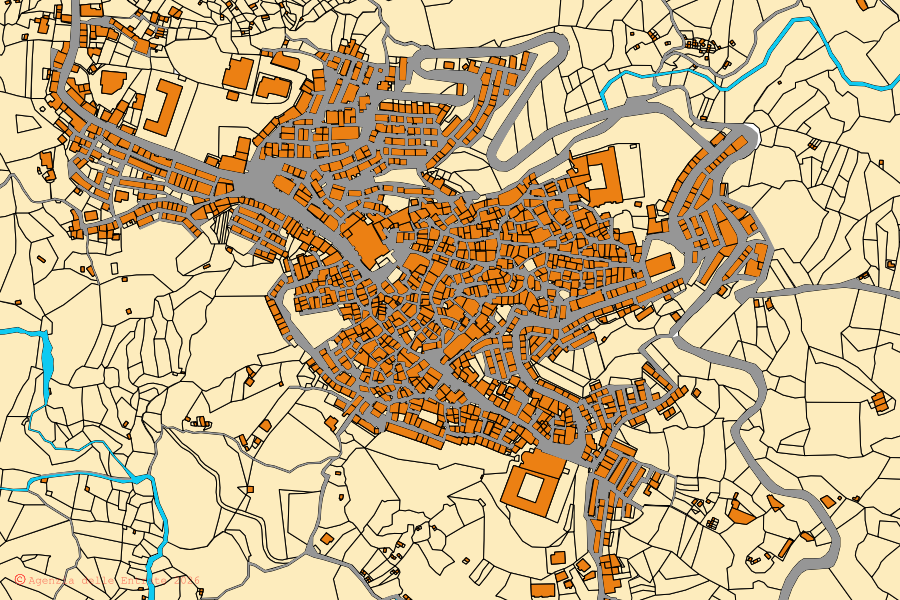 Mappa catastale del centro di Sant'Andrea Apostolo dello Ionio: particelle e fabbricati, cartografia Agenzia delle Entrate