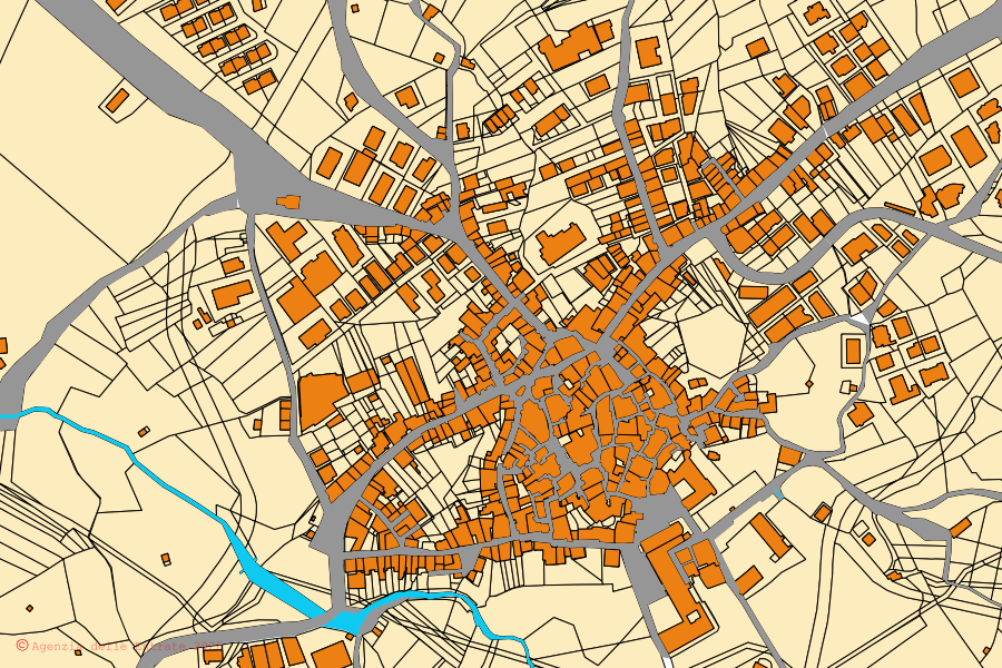 Mappa catastale del centro di Sant'Andrea di Conza: particelle e fabbricati, cartografia Agenzia delle Entrate