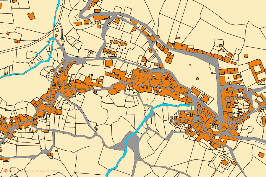 Mappa catastale del centro di Sant'Angelo a Fasanella: particelle e fabbricati, cartografia Agenzia delle Entrate