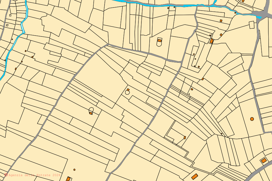 Mappa catastale del centro di Sant'Angelo all'Esca: particelle e fabbricati, cartografia Agenzia delle Entrate