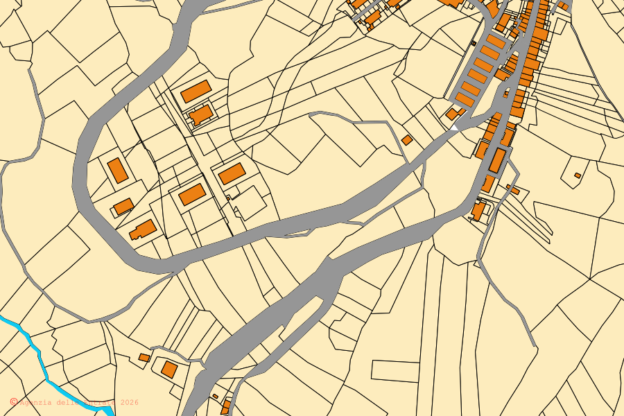Mappa catastale del centro di Sant'Angelo del Pesco: particelle e fabbricati, cartografia Agenzia delle Entrate