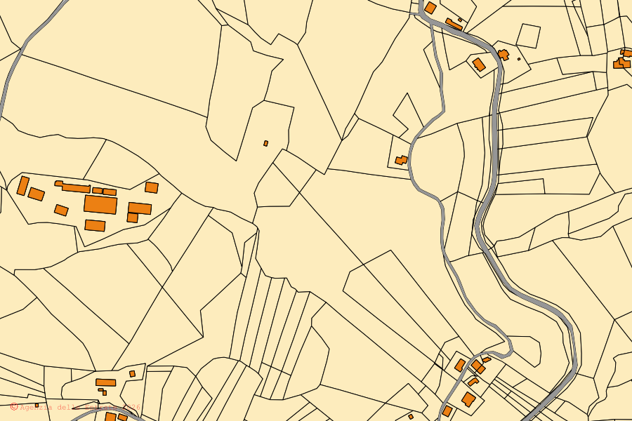 Mappa catastale del centro di Sant'Angelo in Pontano: particelle e fabbricati, cartografia Agenzia delle Entrate
