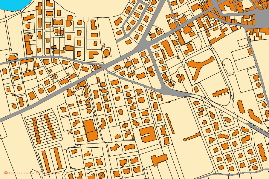 Mappa catastale del centro di Sant'Angelo in Vado: particelle e fabbricati, cartografia Agenzia delle Entrate