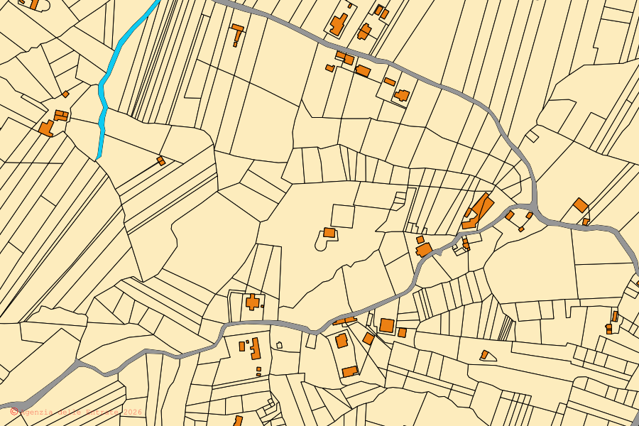 Mappa catastale del centro di Sant'Apollinare: particelle e fabbricati, cartografia Agenzia delle Entrate