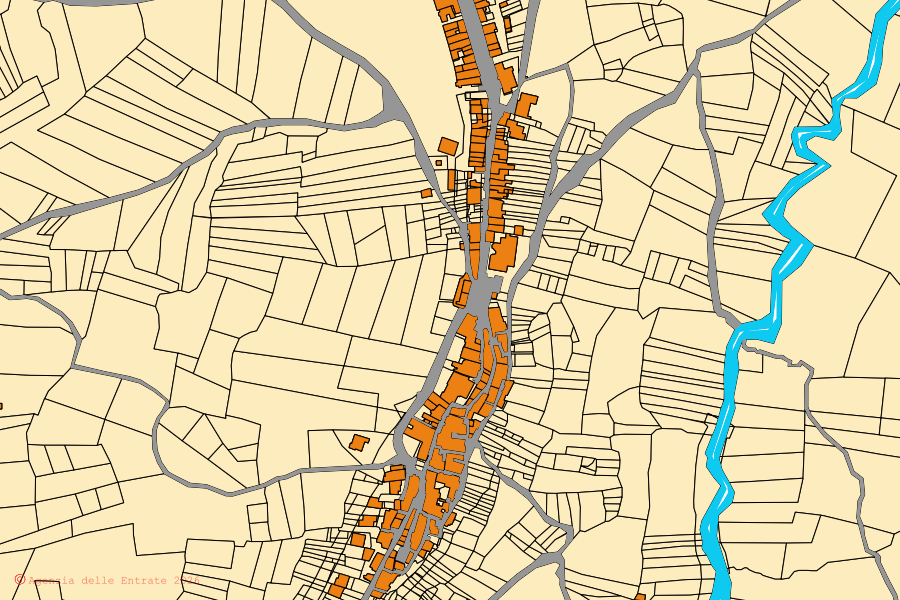 Mappa catastale del centro di Sant'Arcangelo Trimonte: particelle e fabbricati, cartografia Agenzia delle Entrate