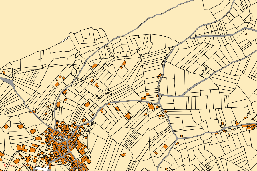 Mappa catastale del centro di Sant'Elia Fiumerapido: particelle e fabbricati, cartografia Agenzia delle Entrate