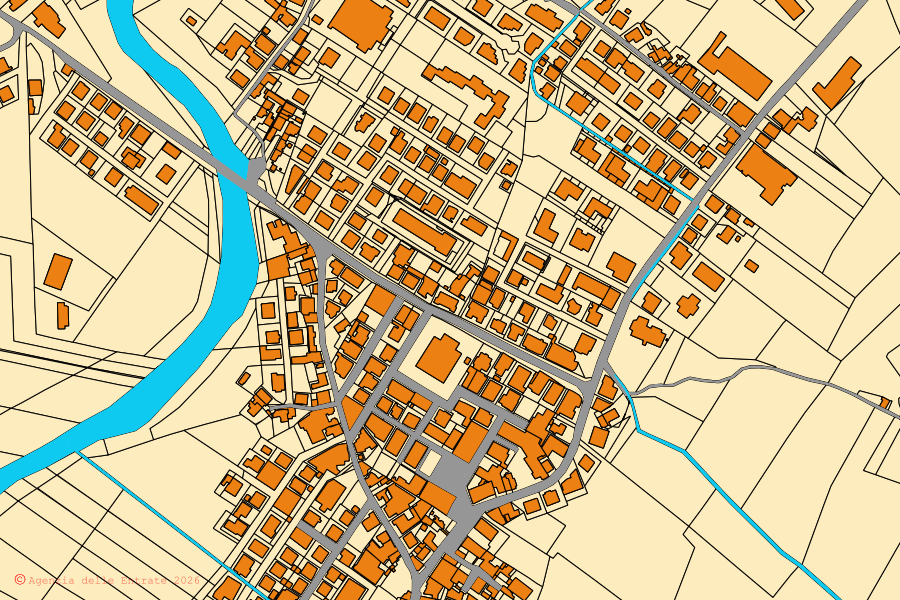 Mappa catastale del centro di Sant'Elpidio a Mare: particelle e fabbricati, cartografia Agenzia delle Entrate