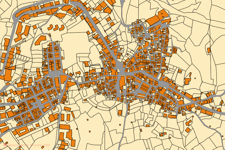 Mappa catastale del centro di Sant'Eufemia d'Aspromonte: particelle e fabbricati, cartografia Agenzia delle Entrate