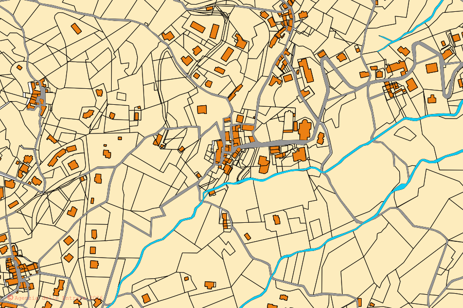 Mappa catastale del centro di Sant'Omobono Terme: particelle e fabbricati, cartografia Agenzia delle Entrate