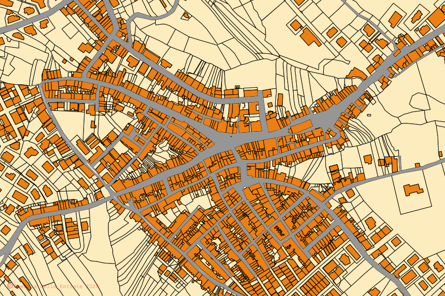 Mappa catastale del centro di Sant'Onofrio: particelle e fabbricati, cartografia Agenzia delle Entrate