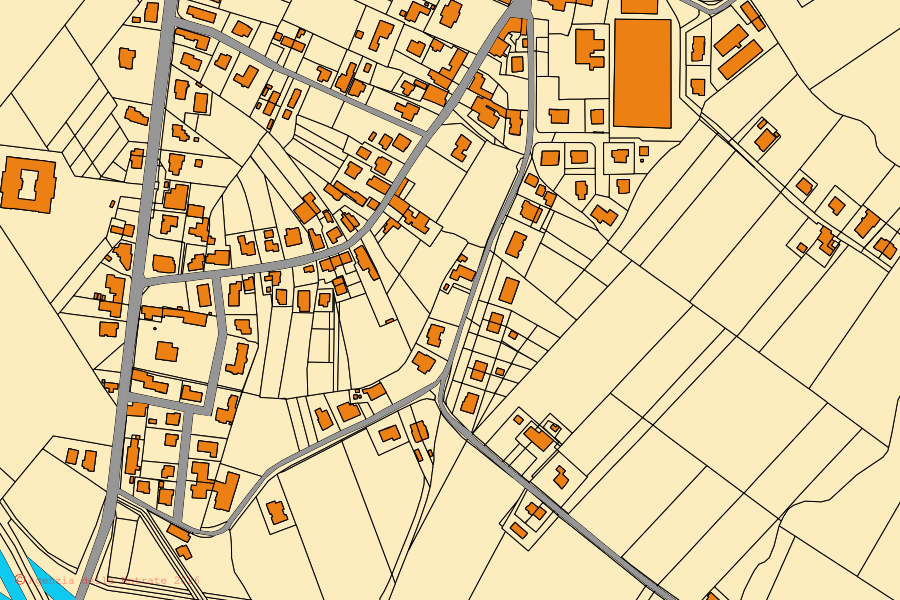 Mappa catastale del centro di Sant'Urbano: particelle e fabbricati, cartografia Agenzia delle Entrate