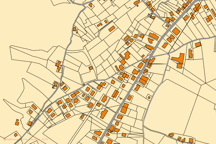 Mappa catastale del centro di Santa Caterina Albanese: particelle e fabbricati, cartografia Agenzia delle Entrate