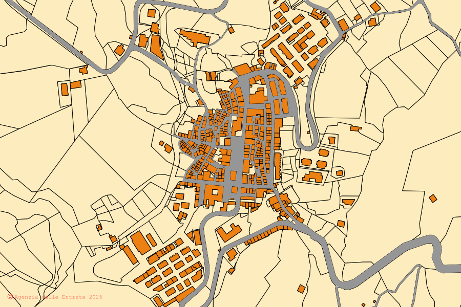 Mappa catastale del centro di Santa Cristina d'Aspromonte: particelle e fabbricati, cartografia Agenzia delle Entrate