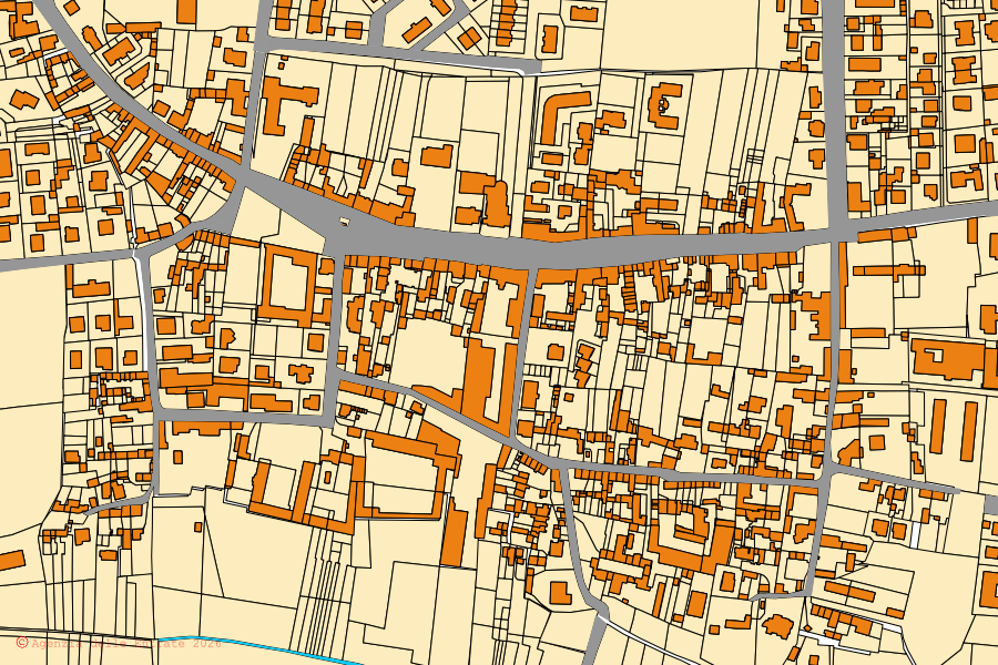 Mappa catastale del centro di Santa Cristina e Bissone: particelle e fabbricati, cartografia Agenzia delle Entrate